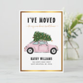  Roze Auto Kerstboom Vakantie Verhuizen Aankondiging (Staand voorkant)