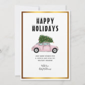  Roze Auto Kerstboom Vakantie Verhuizen Aankondiging (Achterkant)