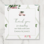 Roze Auto Kerstboom Vierkante Gift Label (Voorkant)