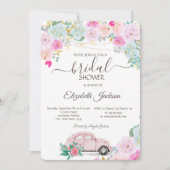 Roze auto lampjes Chic Rozen Vrijgezellenfeest Kaart (Voorkant)