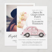 Roze auto per graduatiepartij kaart (Voorkant / Achterkant)