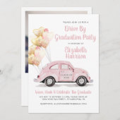 Roze auto per graduatiepartij kaart (Voorkant / Achterkant)