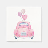 Roze auto rijden met het Baby shower Servet (Voorkant)