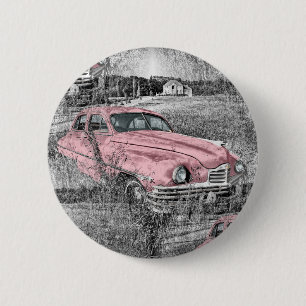 roze auto ronde button 5,7 cm