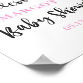 Roze auto's op Baby shower Roos Welkom Poster (Hoek)