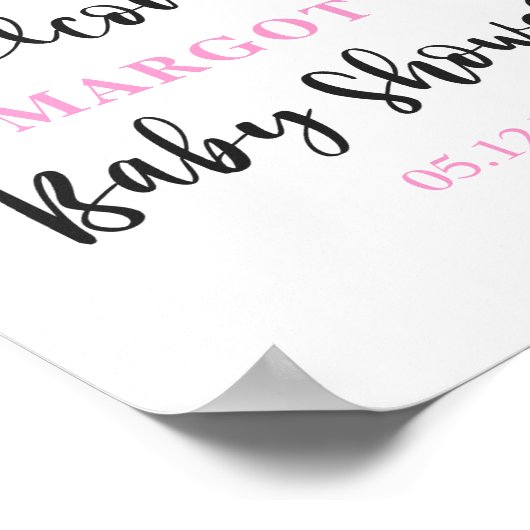 Roze auto's op Baby shower Roos Welkom Poster (Hoek)