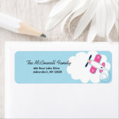 Roze Aviator Vliegtuig AFDRUKBARE ADRESETIKETTEN Etiket (Insitu)