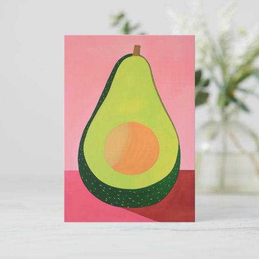 Roze avocado blanco bedankkaart (Staand voorkant)