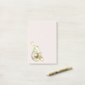 Roze Avocado Hart Lepel Post-it® Notes (Op bureau)