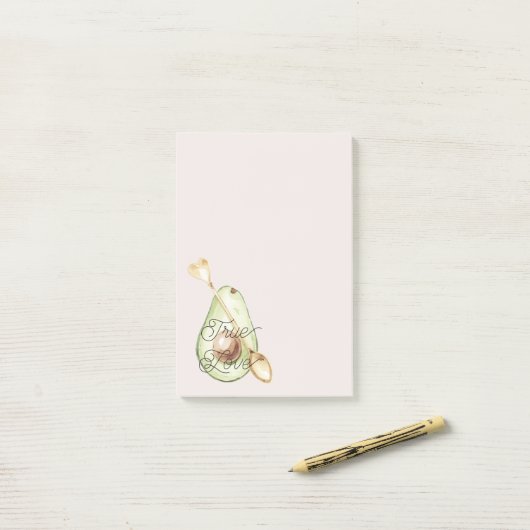 Roze Avocado Hart Lepel Post-it® Notes (Op bureau)