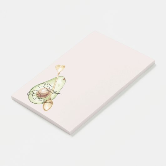 Roze Avocado Hart Lepel Post-it® Notes (Schuin)