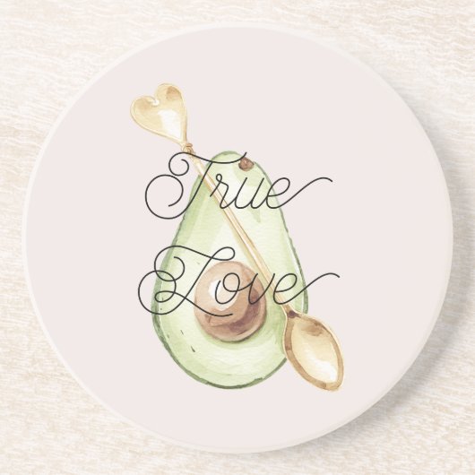 Roze Avocado Hart Lepel Zandsteen Onderzetter (Voorkant)