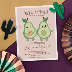 Roze Avocado Heilige Guacamole Baby shower Kaart