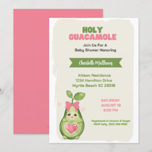 Roze Avocado Heilige Guacamole Baby shower Kaart