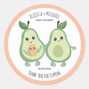 Roze Avocado Heilige Guacamole Baby shower Ronde Sticker