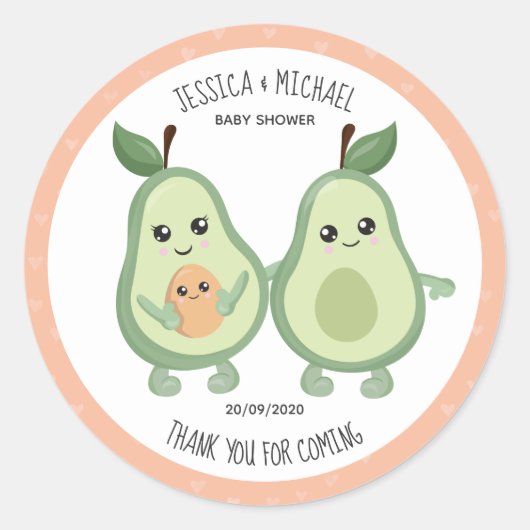 Roze Avocado Heilige Guacamole Baby shower Ronde Sticker (Voorkant)