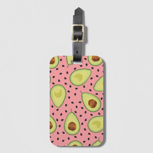 Roze Avocado Pattern Bagagelabel (Voorkant (verticaal))