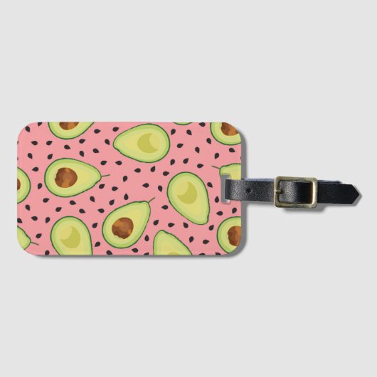 Roze Avocado Pattern Bagagelabel (Voorkant (horizontaal))