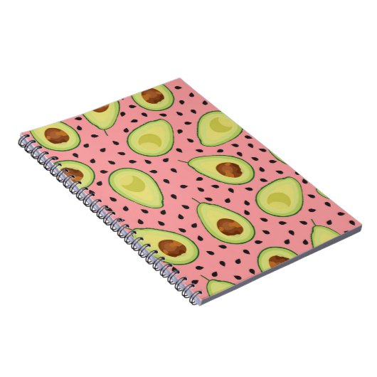 Roze Avocado Pattern Notitieboek (Rechterzijde)
