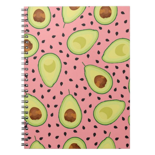 Roze Avocado Pattern Notitieboek (Voorkant)
