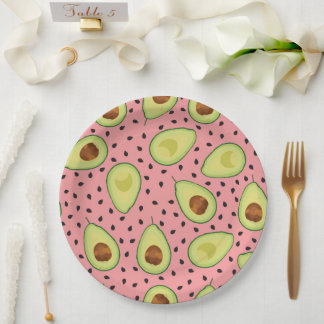 Roze Avocado Pattern Papieren Bordje