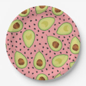 Roze Avocado Pattern Papieren Bordje (Voorkant)