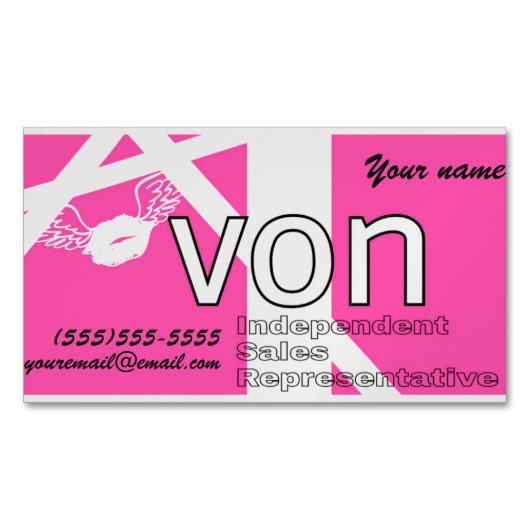 Roze Avon Personalized Visitekaartje Magneet (Voorkant)