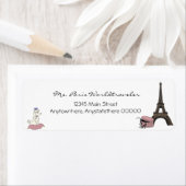 Roze Avond in Parijs Eiffeltoren Adreslabel Etiket (Insitu)