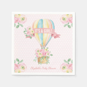  Roze Avontuur Hete Luchtballon Baby shower Servet