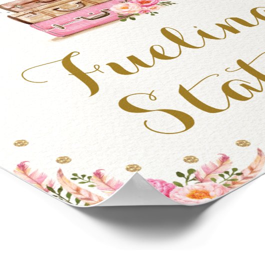 Roze Avontuur Reizen Miss tot Mrs Tankstation Poster (Hoek)