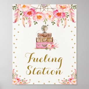 Roze avontuurlijk reizen naar Mrs Fueling Station Poster