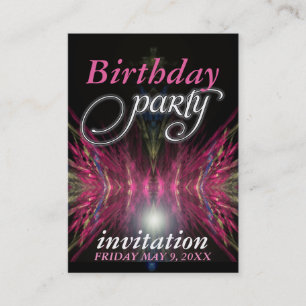 Roze avtec-feesten Birthday Party Invitation Card Visitekaartje