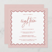 Roze avy Border 18e verjaardag uitnodiging (Voorkant / Achterkant)