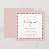 Roze avy Border 21 Birthday Uitnodiging (Voorkant / Achterkant)