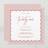 Roze avy Border 21 Birthday Uitnodiging (Voorkant / Achterkant)