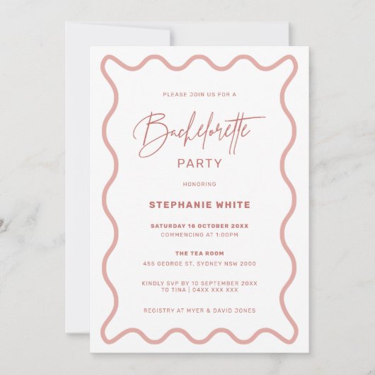 Roze avy Border Bachelorette Party Invitation Kaart (Voorkant)