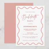 Roze avy Border Bachelorette Party Invitation Kaart (Voorkant / Achterkant)