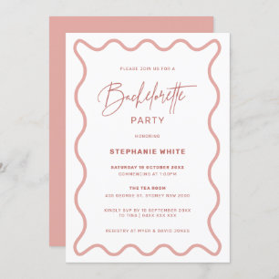 Roze avy Border Bachelorette Party Invitation Kaart