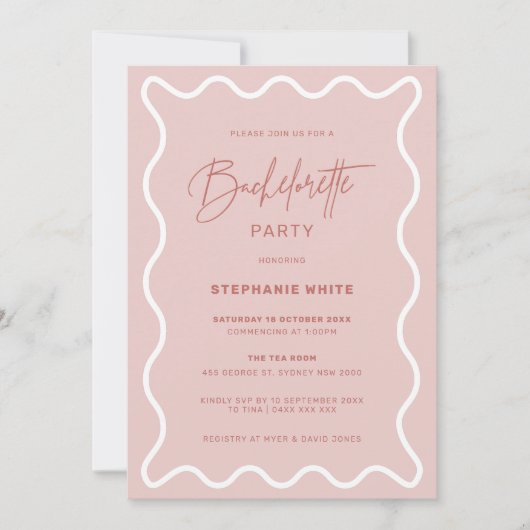 Roze avy Border Bachelorette Party Invitation Kaart (Voorkant)