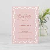Roze avy Border Bachelorette Party Invitation Kaart (Staand voorkant)