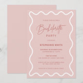 Roze avy Border Bachelorette Party Invitation Kaart (Voorkant / Achterkant)