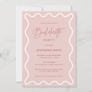 Roze avy Border Bachelorette Party Invitation Kaart