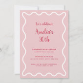 Roze avy Border Birthday Uitnodiging (Voorkant)