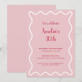 Roze avy Border Birthday Uitnodiging (Voorkant / Achterkant)