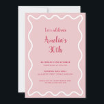 Roze avy Border Birthday Uitnodiging<br><div class="desc">Deze moderne verjaardagsuitnodiging is ontworpen om te coördineren met ons Collectie van de Wavy Border en biedt de trendy en populaire golvende rand in roze kleur op witte achtergrond. Als u de aandacht van uw gast met een pop van kleur op uw trendy uitnodiging wilt vangen, is deze reeks perfect...</div>
