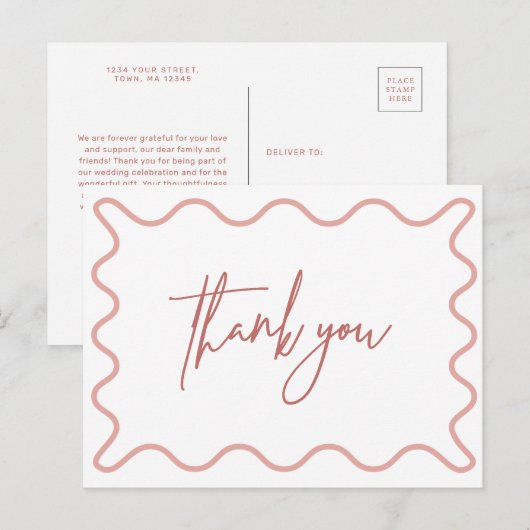 Roze avy Border Dank u briefkaart (Voorkant / Achterkant)