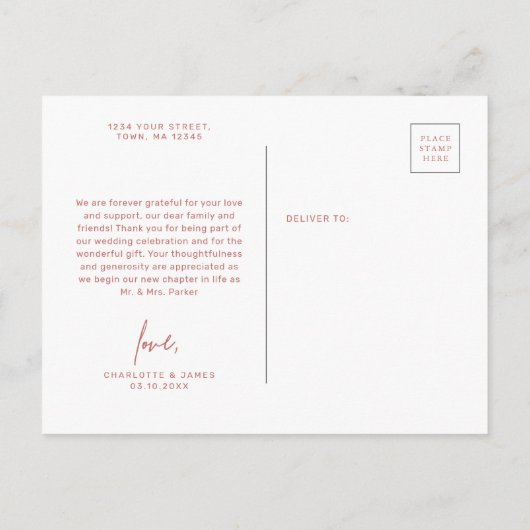 Roze avy Border Dank u briefkaart (Achterkant)