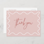 Roze avy Border Dank u briefkaart (Voorkant / Achterkant)