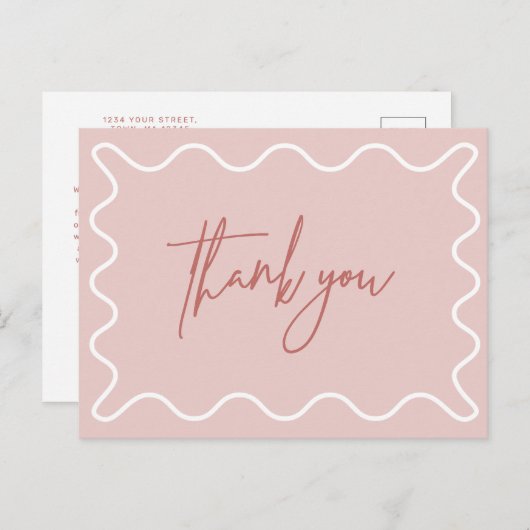 Roze avy Border Dank u briefkaart (Voorkant / Achterkant)