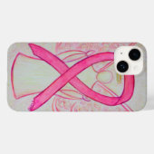 Roze Awareness Ribbon Angel Aangepaste iPhone Case (Achterkant (horizontaal))